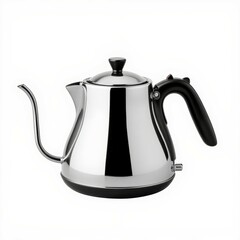 Metal kettle with elegant design, white isolate background