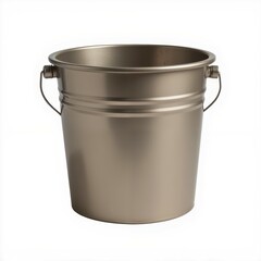 Metal bucket with handles, white isolated background