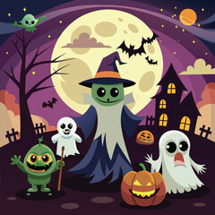 Halloween Haunted House Eerie Haunted House Spooky Halloween Night Vector