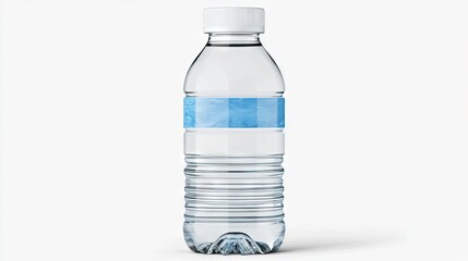 Fototapeta premium 3D blank water bottle mockup on a white background, showcasing a modern, minimalist design for branding projects.