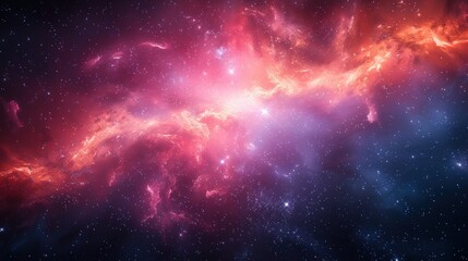 Naklejka premium Cosmic Nebula with Vibrant Hues