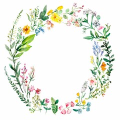 Obraz premium Colorful Spring Wreath Made of Wildflowers