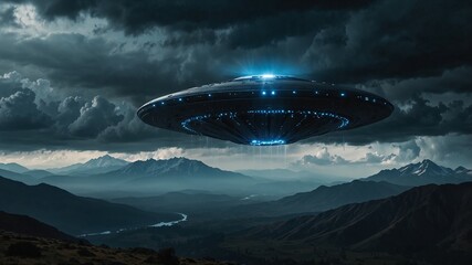 Obraz premium ufo flying over the city