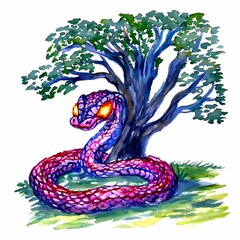 Mystical Serpent with Glowing Eyes in a Natural Setting