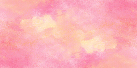 Vector fantasy light red, pink and yellow shades watercolor background. Hand drawn vector texture. Pastel color watercolor banner.  Aquarelle paint paper textured stain canvas element for text design.