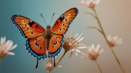 Obraz premium Closeup Of A Butterfly Serene Capturing Cemetery Mirroring Beauty Background