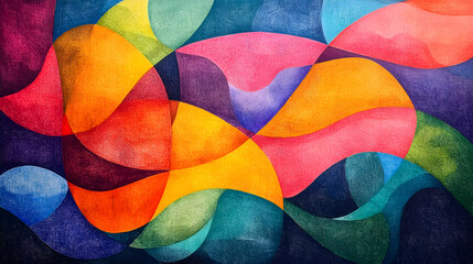 The vibrant multi colored background is freely drawn and has beautiful color contrasts.