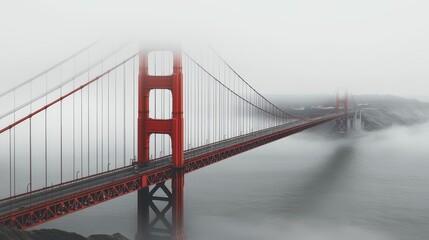 Golden Gate Bridge in Fog, San Francisco Landmark, Architecture, Travel, United States