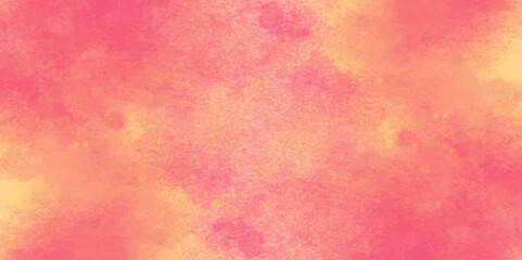 Vector fantasy light red, pink and yellow shades watercolor background. Hand drawn vector texture. Pastel color watercolor banner.  Aquarelle paint paper textured stain canvas element for text design.