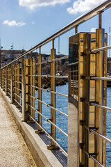 stainless steel railing of a bridge