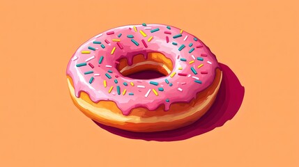 Colorful Cartoon Doughnut on Bright Background, dessert, sprinkles, fun, sweets