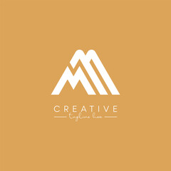 Alphabet M MM Letter Artistic Stylish Logo Design. Initial Based Vector.