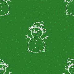 Seamless Christmas cute snowmans vector pattern for festive design