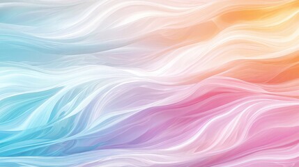 Obraz premium Abstract background with smooth, flowing waves in pastel colors of blue, pink, orange and white.
