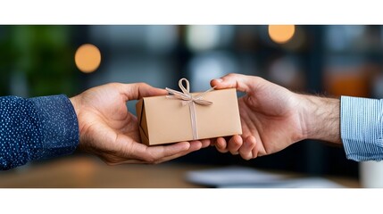 Exchange of End of Year Bonus Envelopes in a Professional Business Environment Celebrating Financial Success and Workplace Achievements