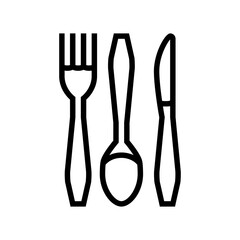 disposable cutlery plastic package line icon vector. disposable cutlery plastic package sign. isolated contour symbol black illustration