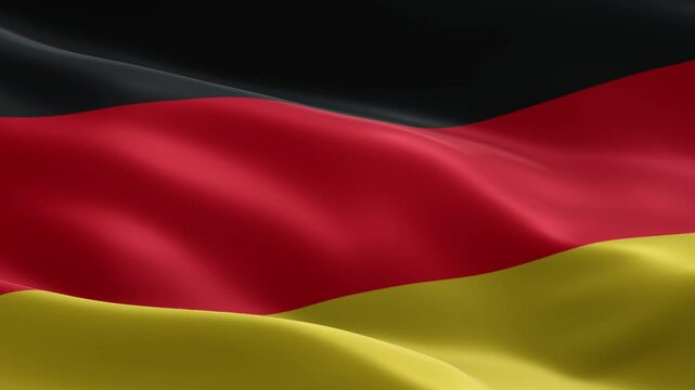 Germany flag video waving in the wind. Realistic flag background. Close-up view, perfect loop
