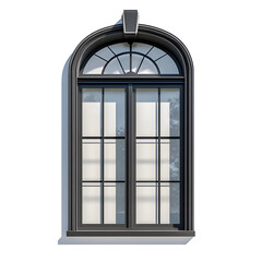 Fototapeta premium Black Framed Arched Window with Glass Panes