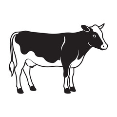 ute Cow animal silhouette, Black cow silhouette vector illustration on white background