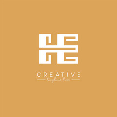 Abstract HE EH Letter Artistic Stylish Logo Design. Initial Based Vector.