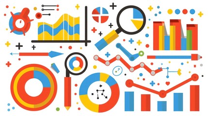 Fototapeta premium Colorful Charts and Graphs Representing Business Data Analysis