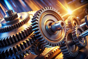 Locking Cog Gear Expansion Machinery - Abstract Pulsing Mechanical Design for Product Photography