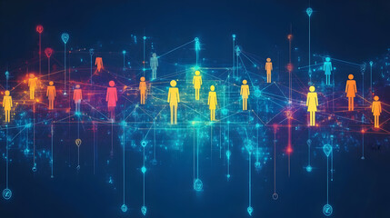 Abstract representation of interconnected people and data networks.