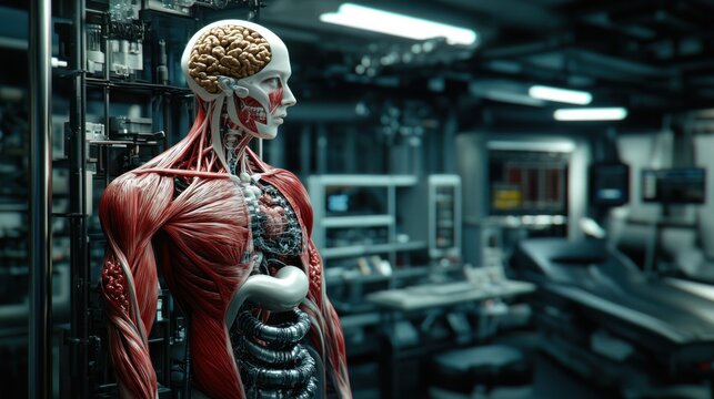 Human anatomy in a futuristic medical setting design