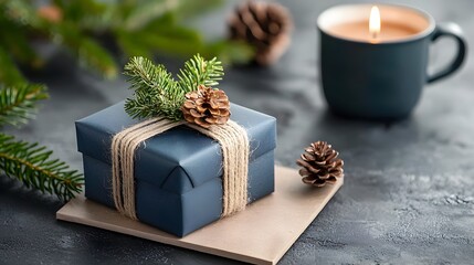 Sustainably Handmade Gifts Artfully Arranged on a Rustic Wooden Surface Showcasing Natural Materials and Textures in a Cozy Homespun Setting