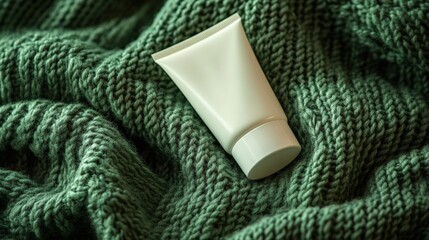 Comfort Skincare: Blank White Tube on Wool Knit