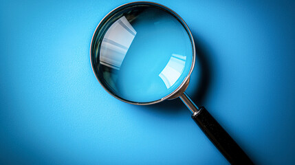 Recruiting Talent Concept Magnifying Glass Searching for Candidates on Blue Background