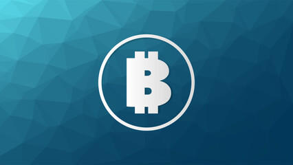 Bitcoin cryptocurrency circle symbol. Blockchain technology. Virtual money icon for business, finance, digital global trade, payment, worldwide, exchange. Triangle abstract vector background