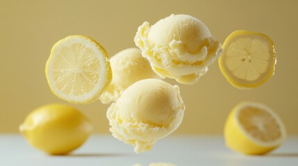 Levitating Lemon Sorbet with Fresh Lemon Slices