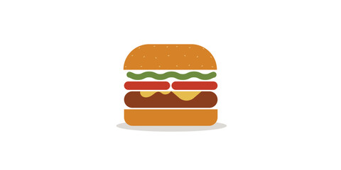 hamburger on white background, flat burger vector illustration, food illustration