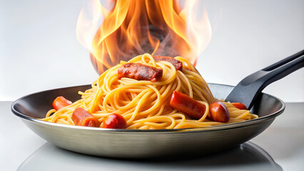 SPAGHETTI AND SAUSAGE ON FIRE