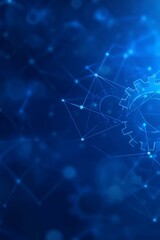 Obraz premium Abstract Technology Background, Blue With Gears And Network Connections, Digital Innovation Concept.