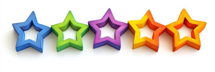 Obraz premium A cute star-shaped photo frame in vibrant colors, isolated against a white background, perfect for children's artwork display
