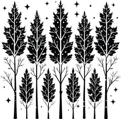  A Lot of Silhouette aspen tree  vector collection. 