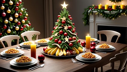 decorating healthy meal around festive christmas tree adds creative touch holiday