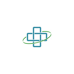 Medical cross logo concept with outer circle.