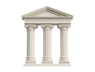 Greek style pillars isolated on transparent or white background, png