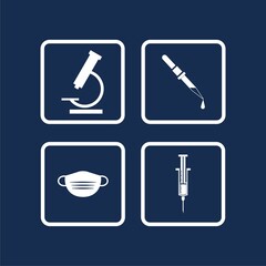 Chemistry laboratory research icon  isolated on blue background.  Set of lab,