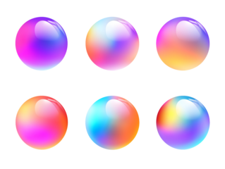 Collection set of colorful spheres isolated on transparent or white background, png