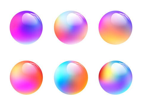 Collection set of colorful spheres isolated on transparent or white background, png