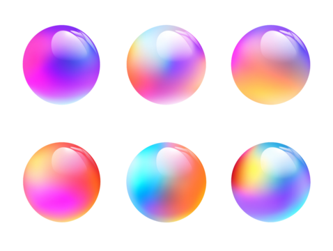 Collection set of colorful spheres isolated on transparent or white background, png