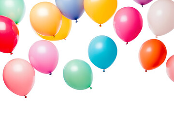 Collection set of colorful balloons isolated on transparent or white background, png