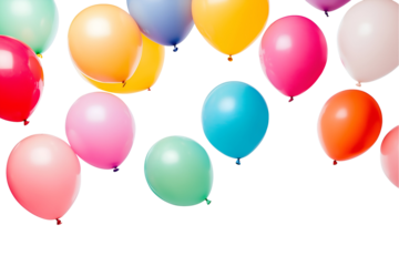 Collection set of colorful balloons isolated on transparent or white background, png