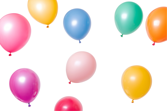 Collection set of colorful balloons isolated on transparent or white background, png