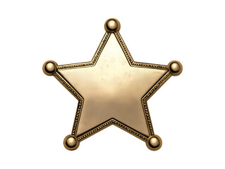 Sheriff's five-pointed star badge isolated on transparent or white background, png