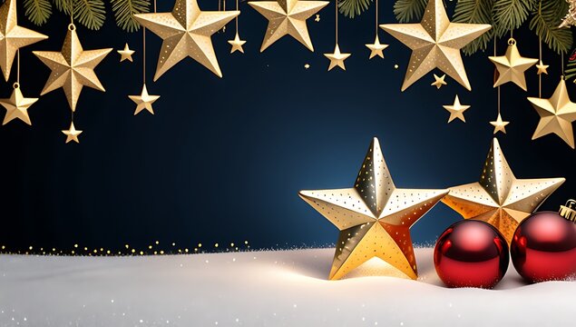 natale banner decorato con stelle e foglie dorate per una festa invernale giaiochi e tradizioni